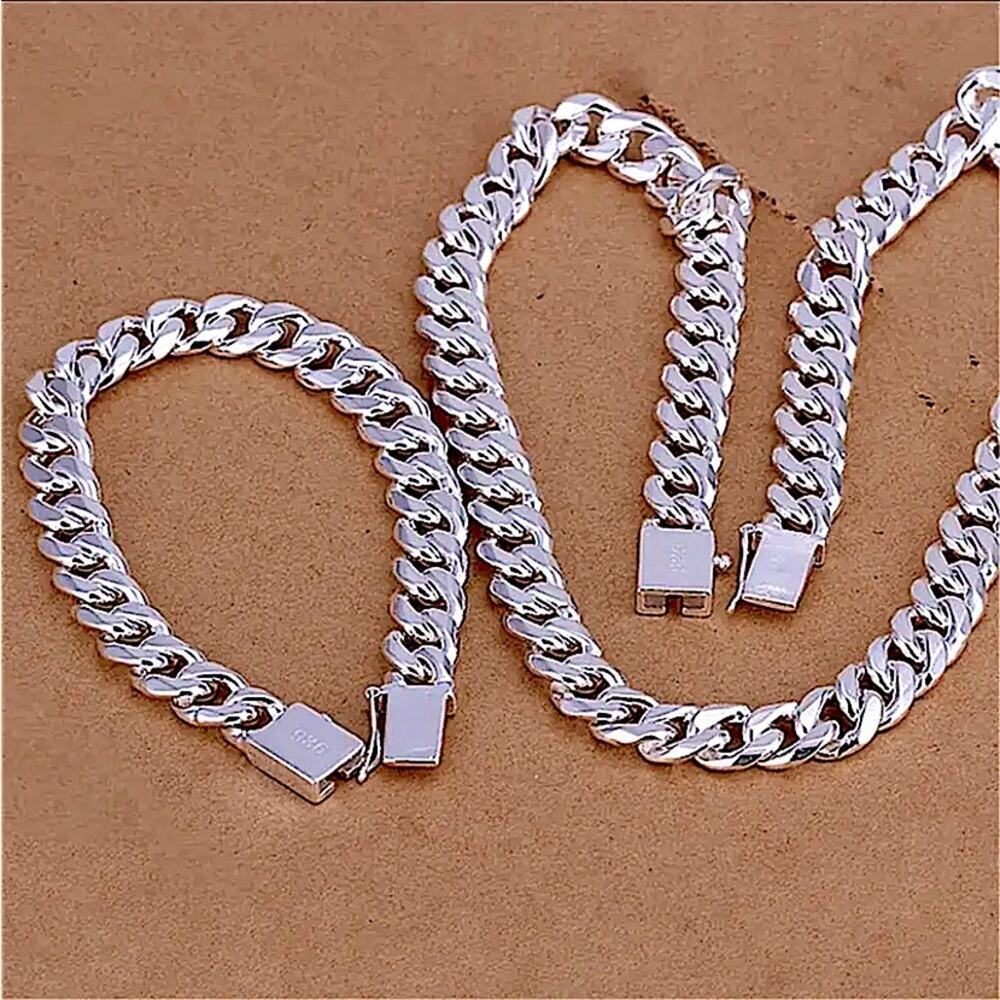 Sterling Silver Chain Link Cuban Necklace Curb Unisex